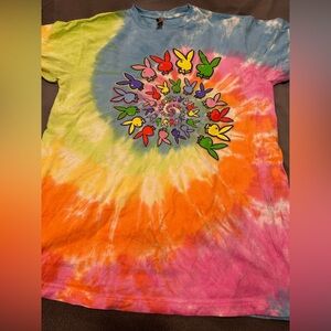 PLAYBOY Bunny / Tie Dye Graphic T-Shirt Adult Small. Rabbit Head. Rainbow. Swirl